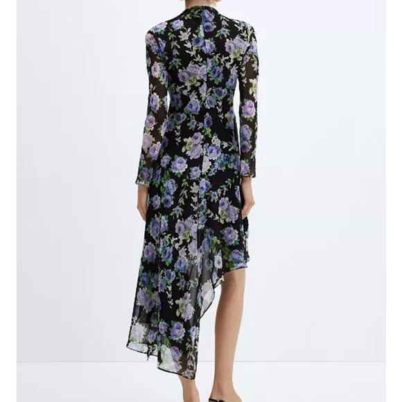 Mango Salma Floral Asymmetrical Hem Dress Size XXS